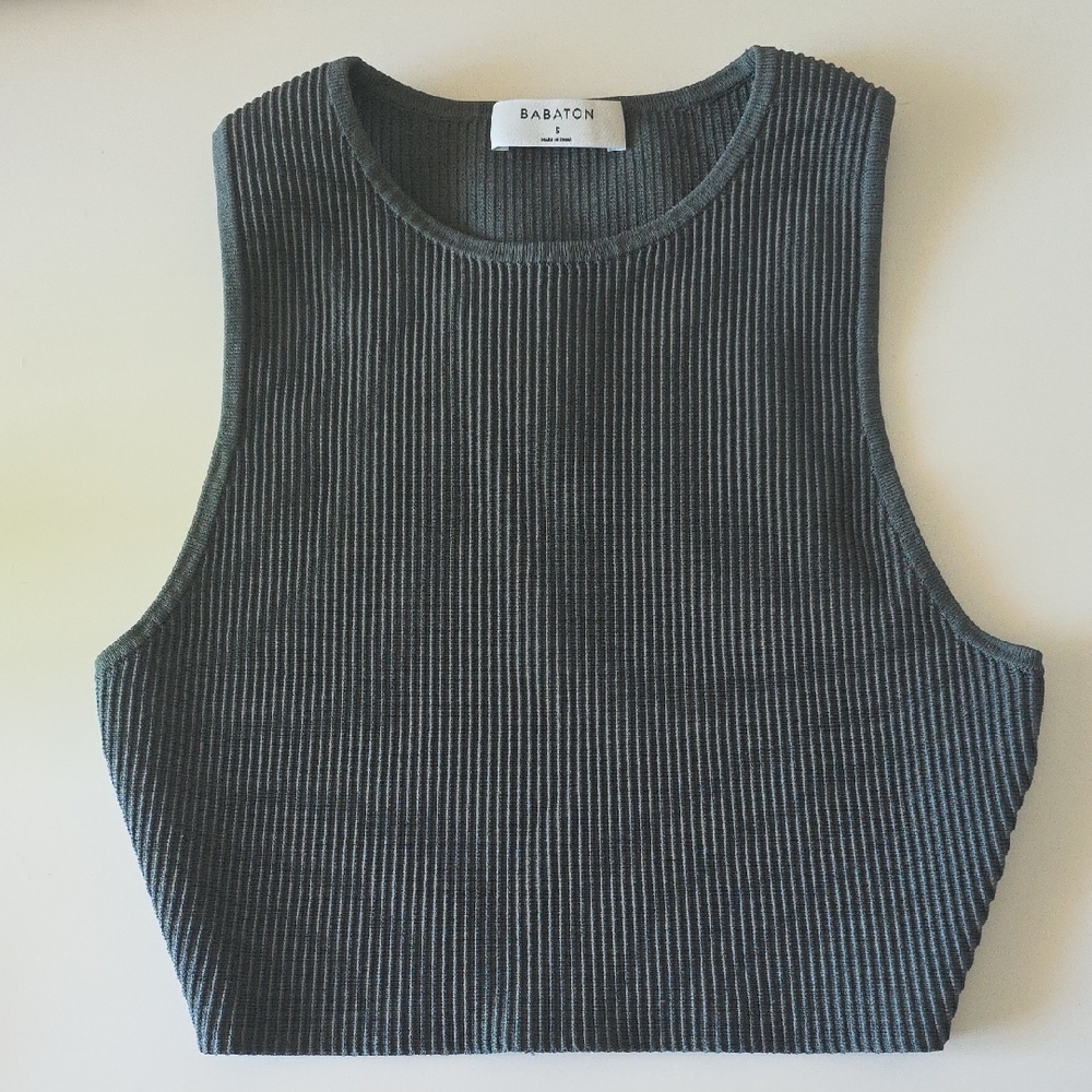 Babaton Charcoal Ribbed Tank Top - Picture 1 of 2